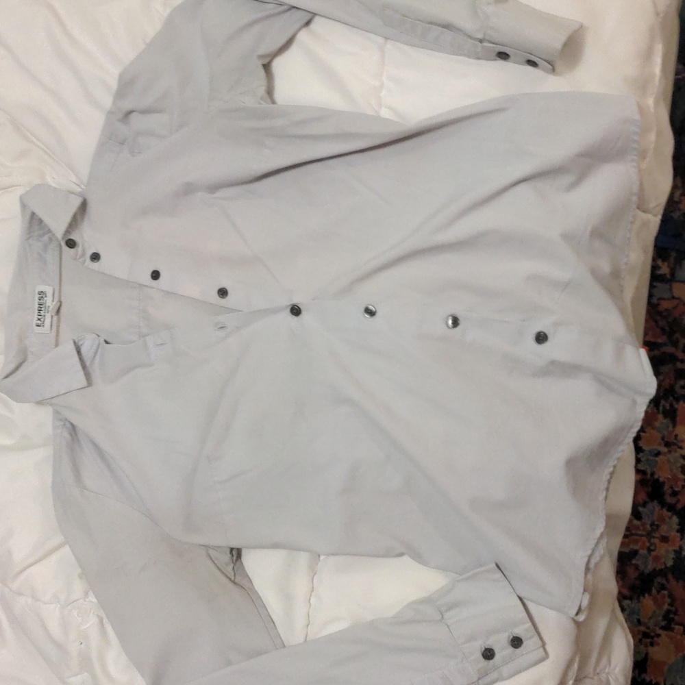 Express ultimate essential shirt (fitted) small light gray